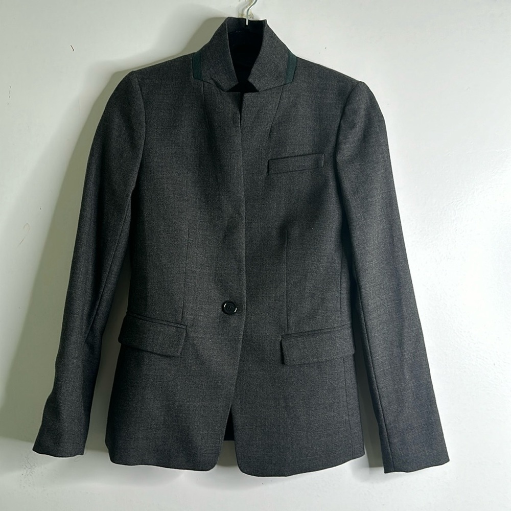 J crew wool gray blazer one button size 0 office workwear, career new preppy cla